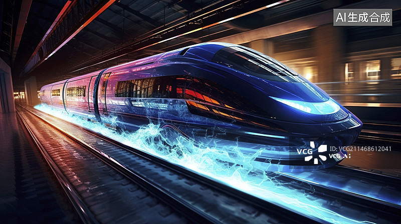 【AI数字艺术】飞驰而过的高速列车春运场景图片素材