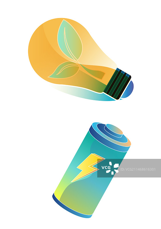 灯泡和电池图片素材