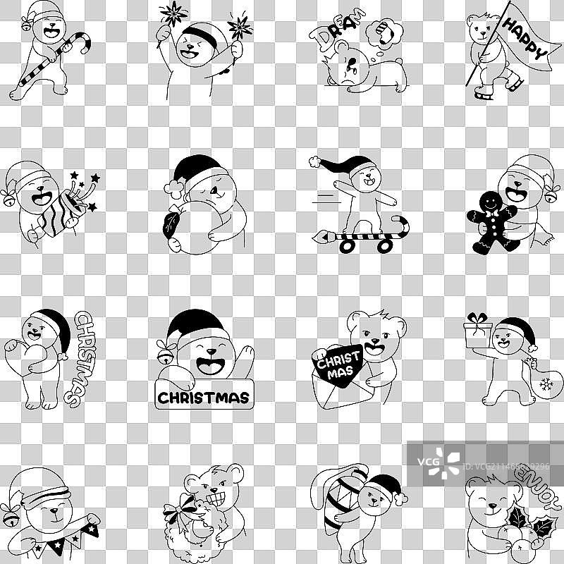 圣诞泰迪字形贴纸合集图片素材