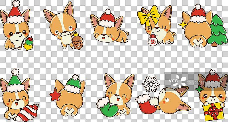柯基犬圣诞节合集图片素材