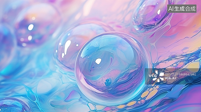 【AI数字艺术】抽象彩色绚烂美丽完美肥皂泡泡背景图片素材