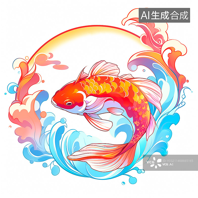 【AI数字艺术】国潮风锦鲤鲤鱼图片素材