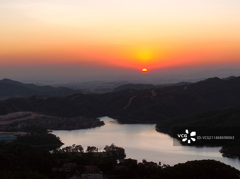 广州九龙湖日落图片素材