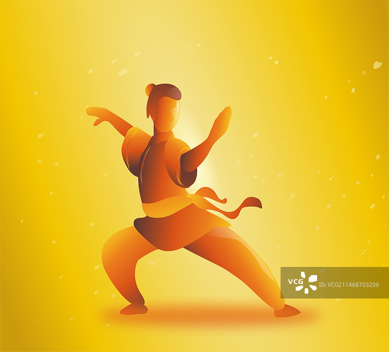 古代中国武术人物招式马步卡通形象图片素材