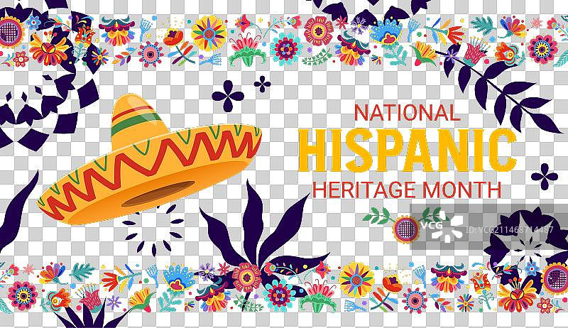 西班牙裔传统月节日草帽图片素材