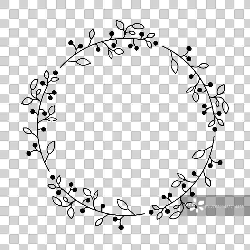 手绘月桂树枝花环图片素材