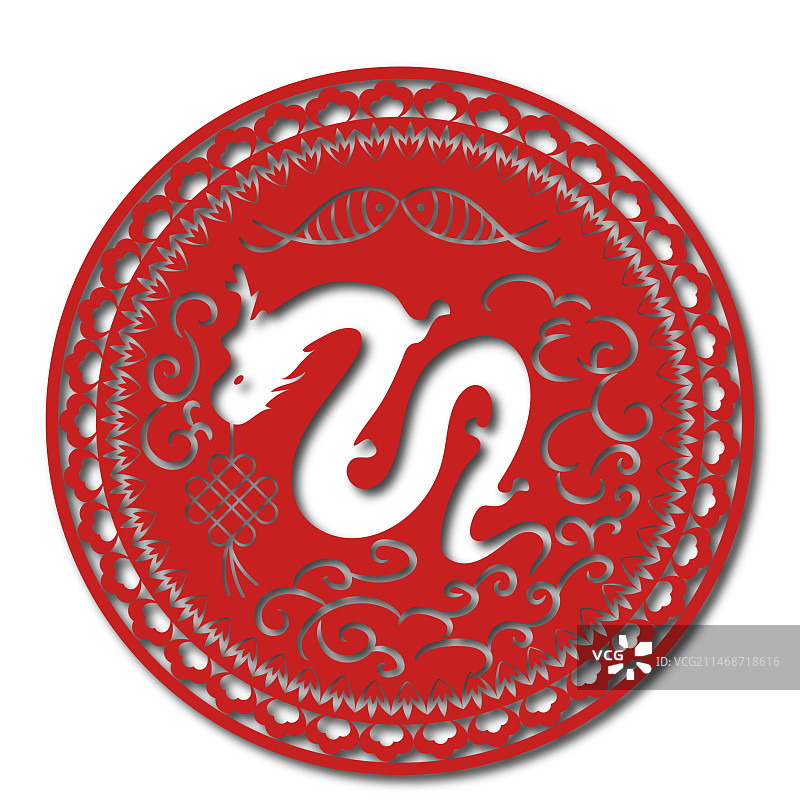龙年剪纸画图片素材