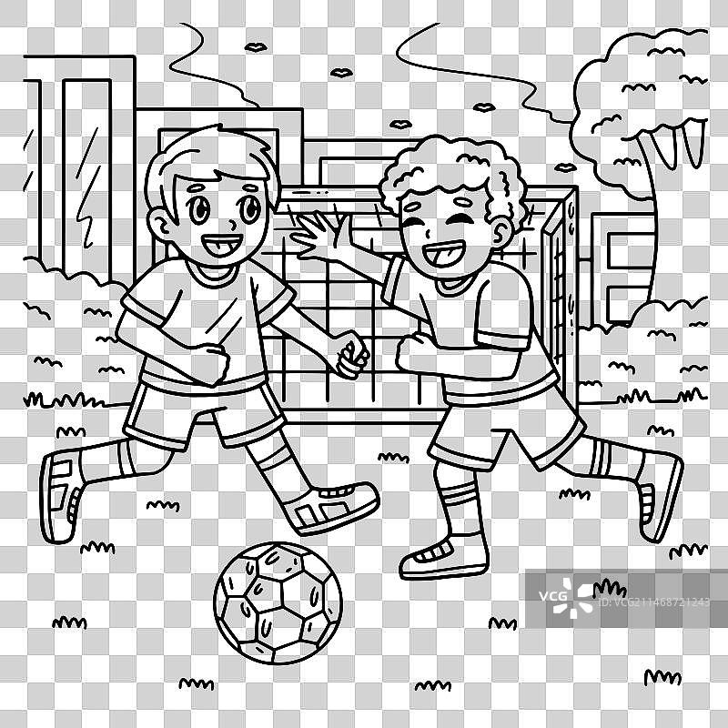 儿童足球着色页图片素材