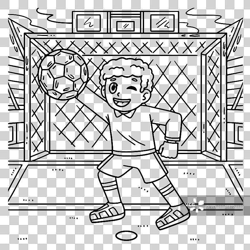 儿童足球守门员涂色页图片素材