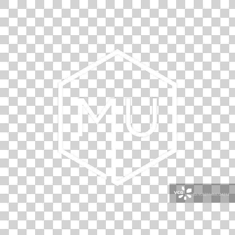 创意首字母MU六边形标志设计图片素材