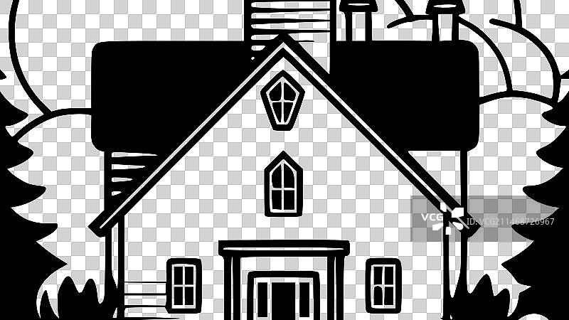 农舍黑白隔离图标图片素材