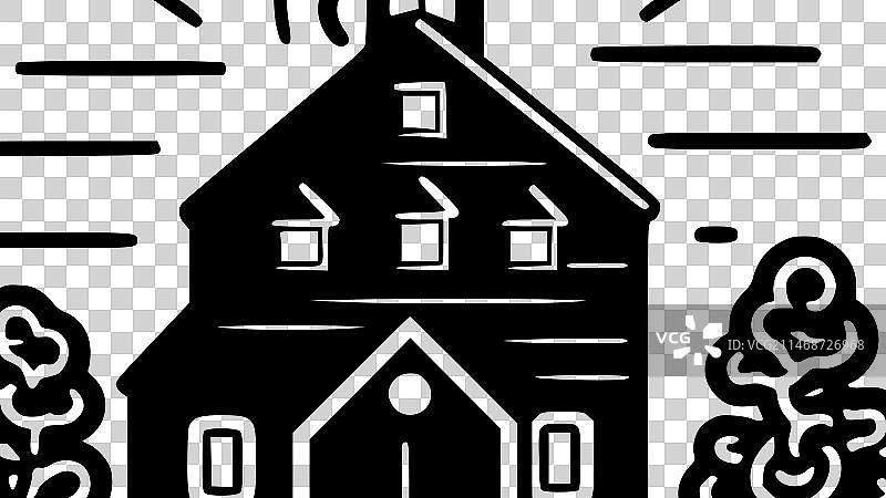 农舍黑白隔离图标图片素材