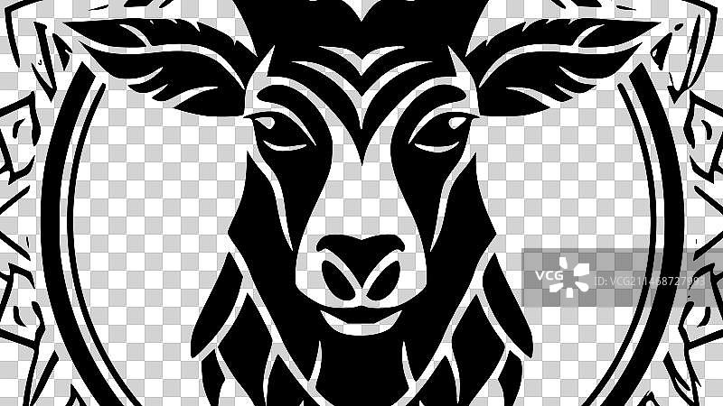 高品质山羊Logo，适合T恤图片素材