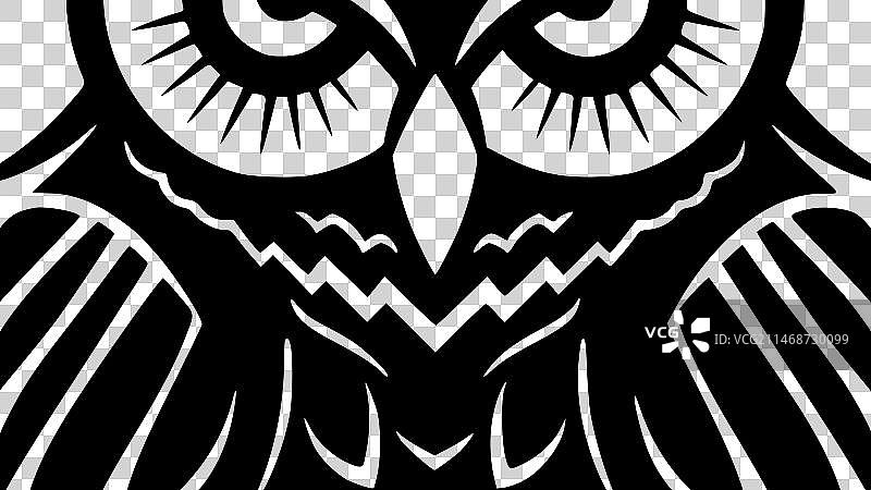 猫头鹰-黑色和白色孤立的图标图片素材