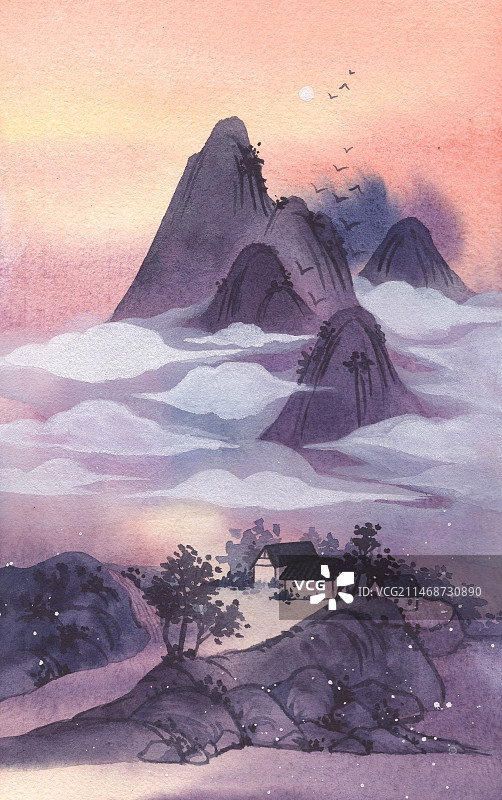 山水人家图片素材