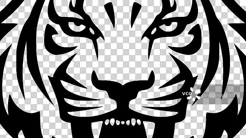 老虎-极简主义和扁平的标志图片素材