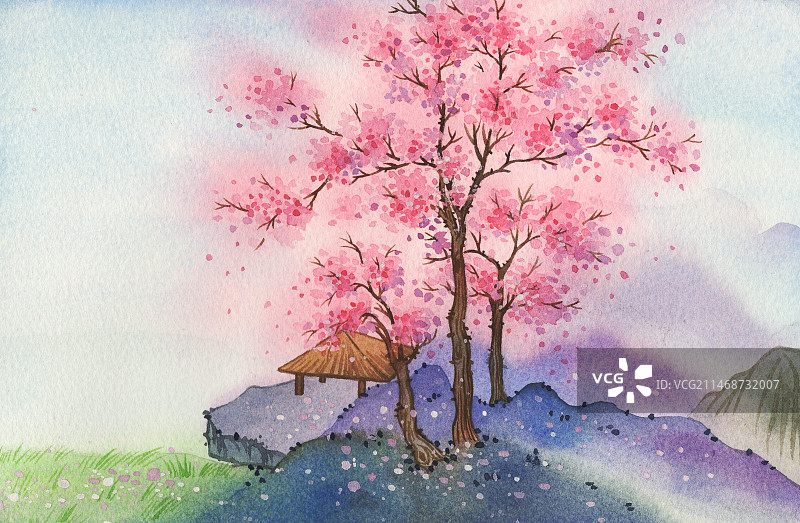 桃花小屋图片素材