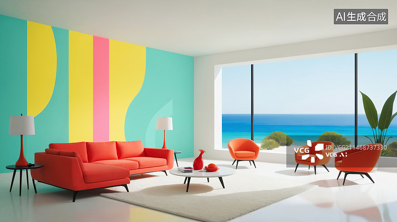 【AI数字艺术】高饱和对比色创意空间设计图片素材