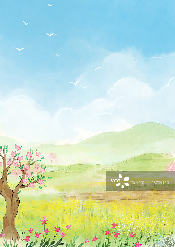 春天的田野背景图片素材