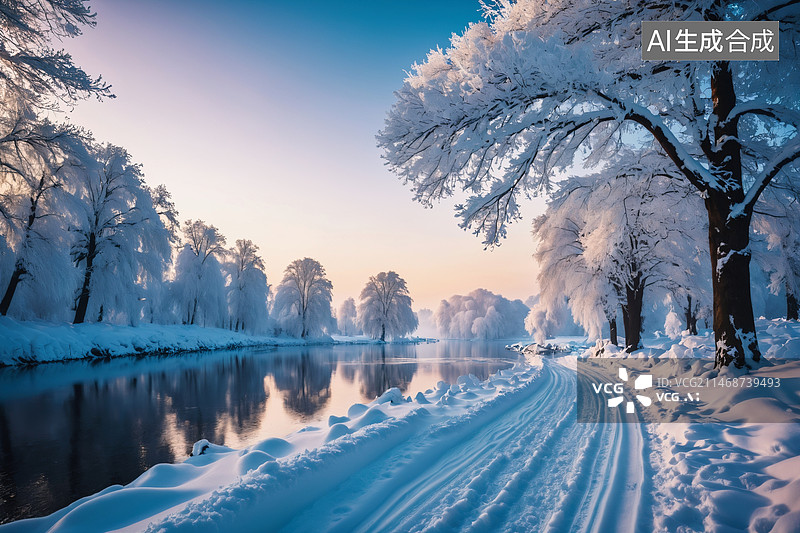【AI数字艺术】冰雪世界冬季风景图片素材