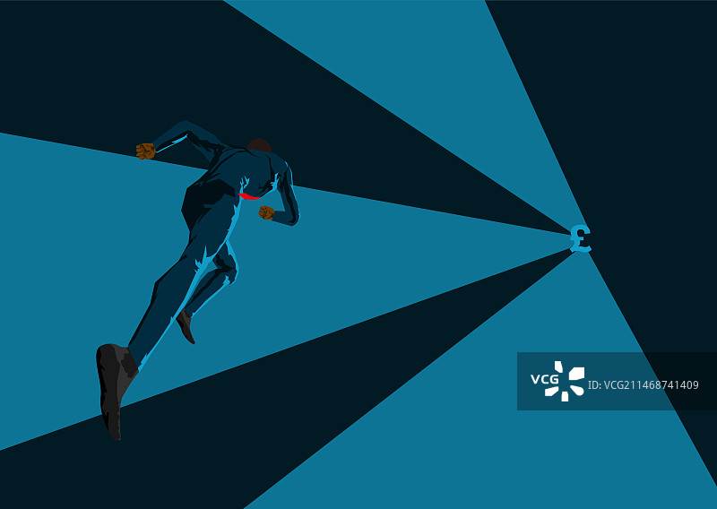 向着货币符号奔跑前进目标英镑符号图片素材