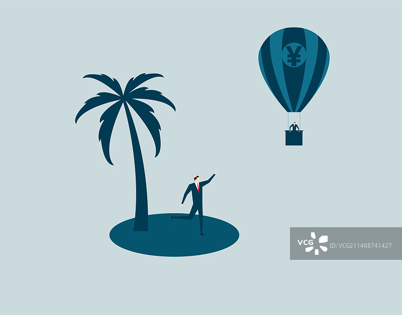 商务人士与热气球人民币符号图片素材