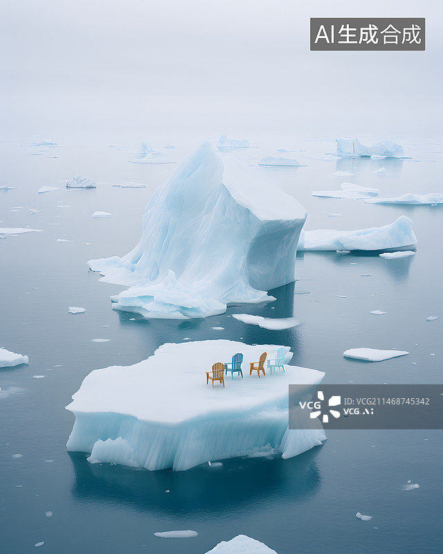 【AI数字艺术】冰山上的浮冰图片素材
