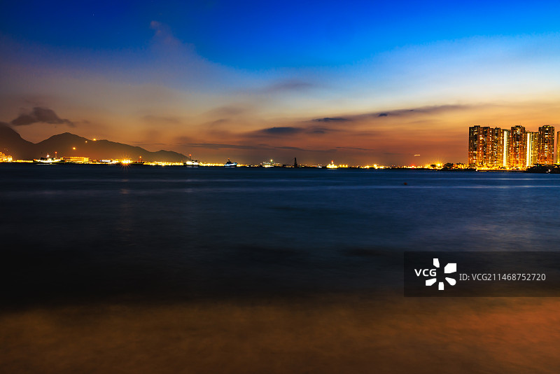 香港旧咖啡湾夜色图片素材