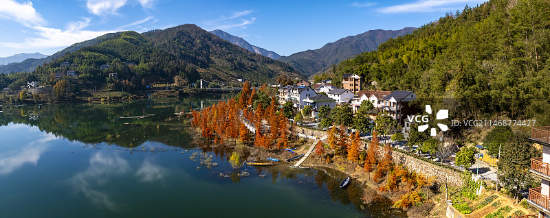 杭州临安於潜柳溪江青山殿渔村图片素材