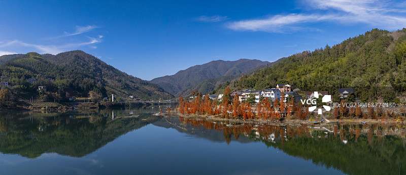 杭州临安於潜柳溪江青山殿渔村图片素材