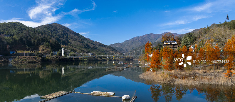 杭州临安於潜柳溪江青山殿渔村图片素材