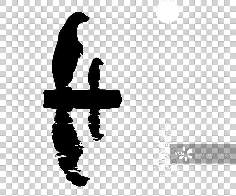 冰原上的北极熊：濒危动物家庭图片素材