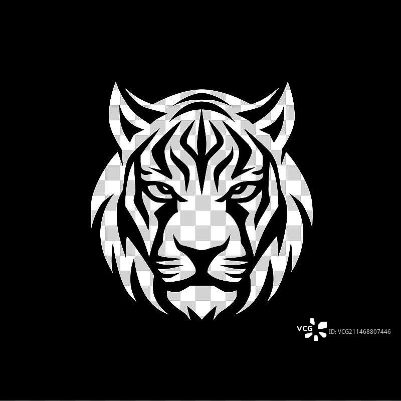 老虎-黑白相间的孤立图标图片素材