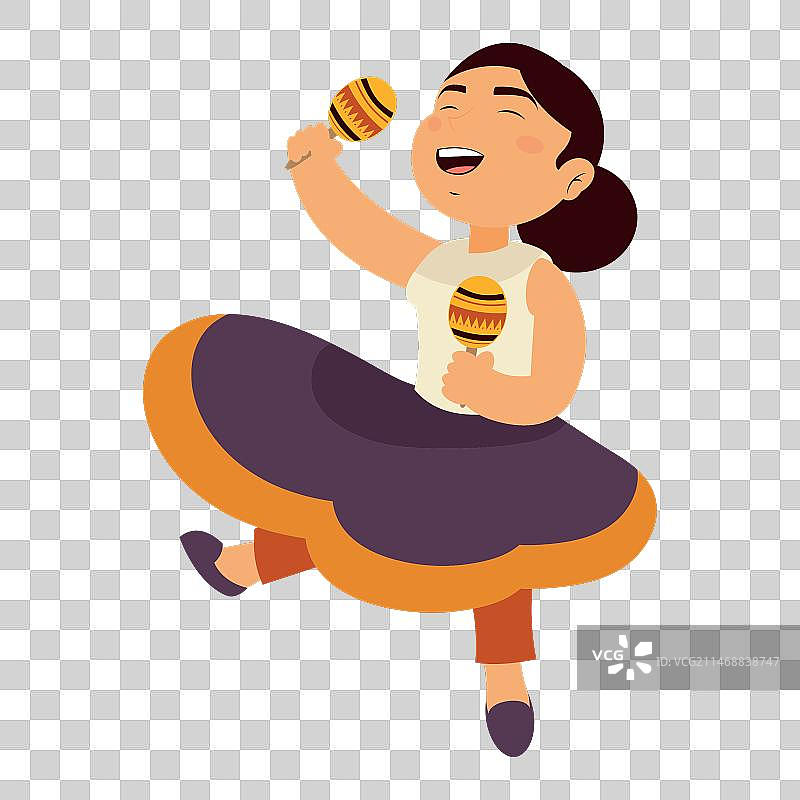 拿着沙槌的墨西哥女人图片素材