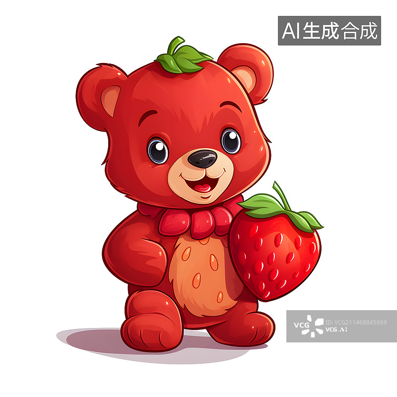【AI数字艺术】可爱的草莓熊插画图片素材