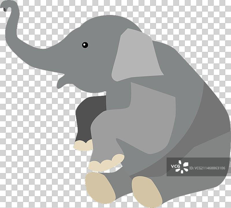 扁平风格的大象耳朵和象鼻图片素材