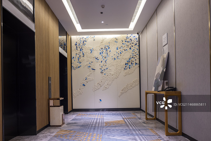 豪华酒店走廊墙壁装修效果材料图片素材