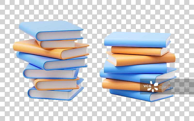 卡通风格一堆书3D渲染图片素材