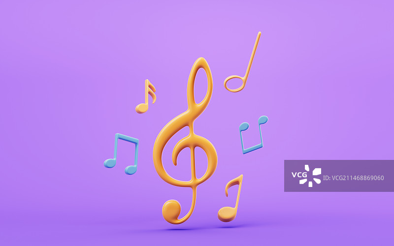 音符与曲调3D渲染图片素材