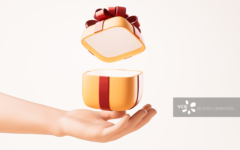 手部拿着的礼物盒3D渲染图片素材