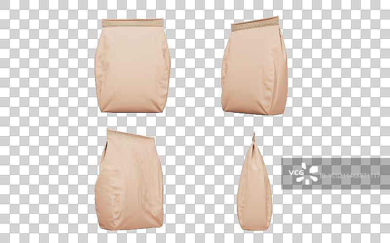 棕色纸袋袋子3D渲染图片素材