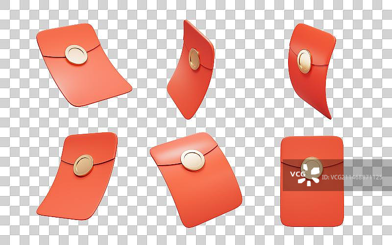 中国风卡通红包3D渲染图片素材