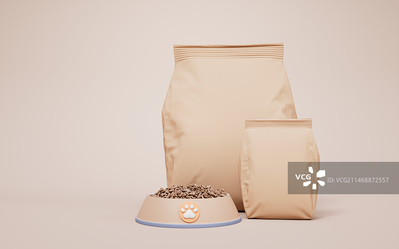 宠物食品袋子3D渲染图片素材