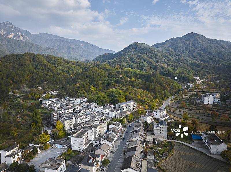 湖北省黄冈市罗山县大别山乡村航拍图片图片素材