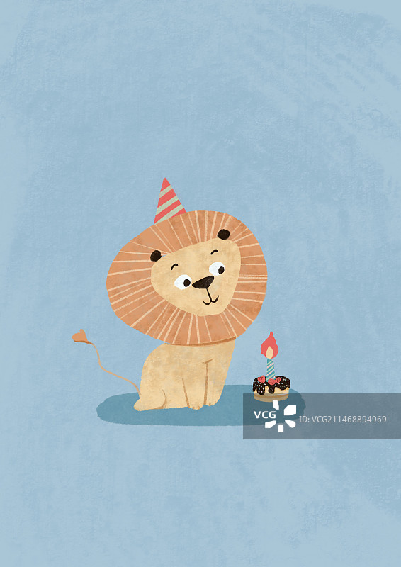 可爱动物狮子星座生日祝福扁平风儿童插画图片素材