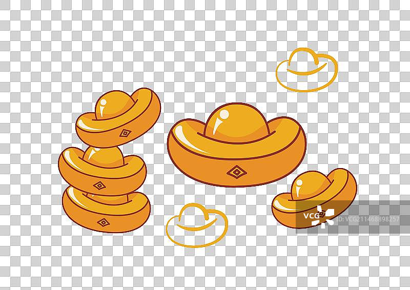 手绘金元宝卡通矢量新年素材图片素材