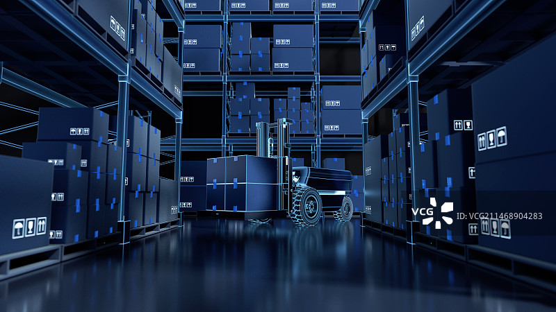 科技全自动物流大型仓储仓库图片素材