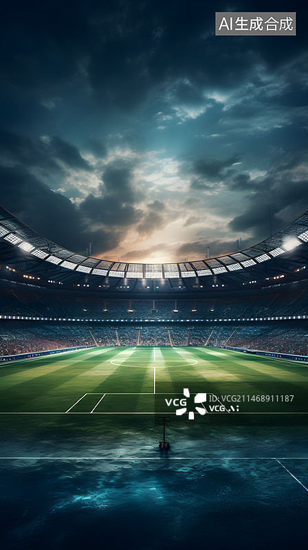 【AI数字艺术】超级体育场插画图片素材