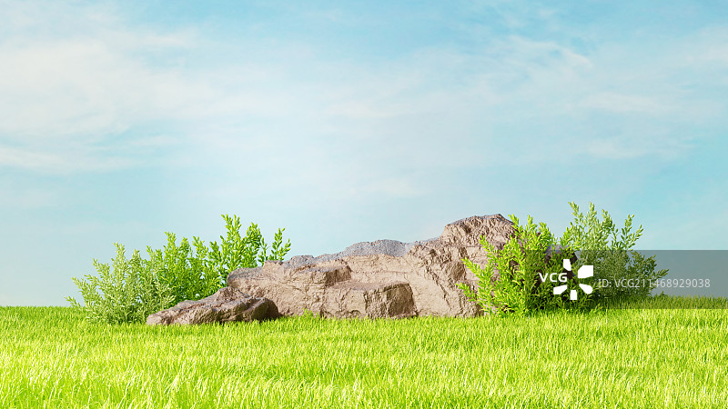 唯美绿色小清新春天C4D春天场景图片素材