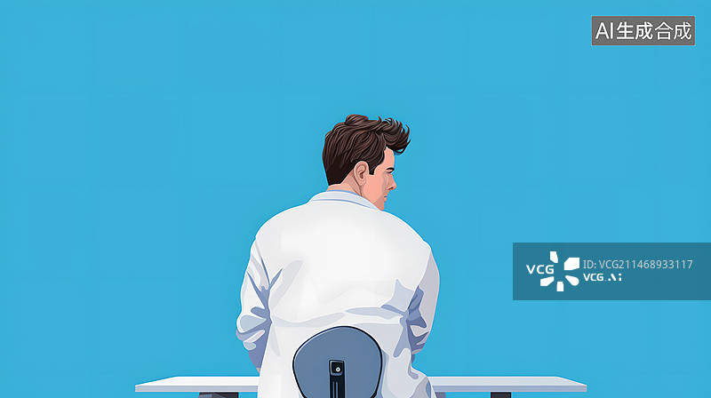 【AI数字艺术】一个医生的背影插画图片素材